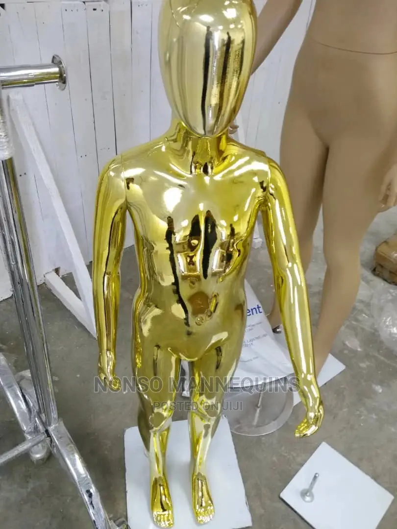 Unisex Children Gold Chrome Faceless Mannequin