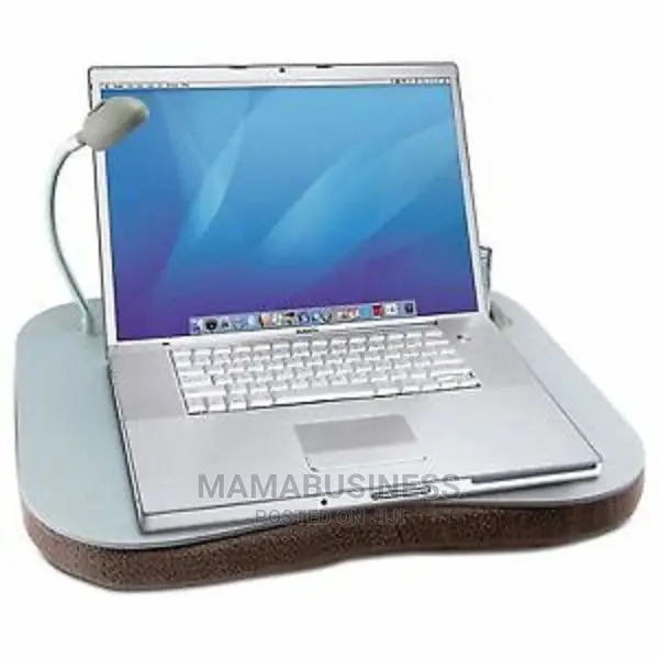 Fleece Cushion Lap Desk With LED Light and Cup Holder - Whit