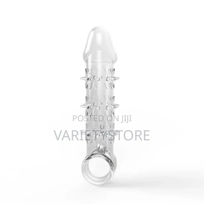 Silicone Reusable Condom With Spike Penis Ring Extender