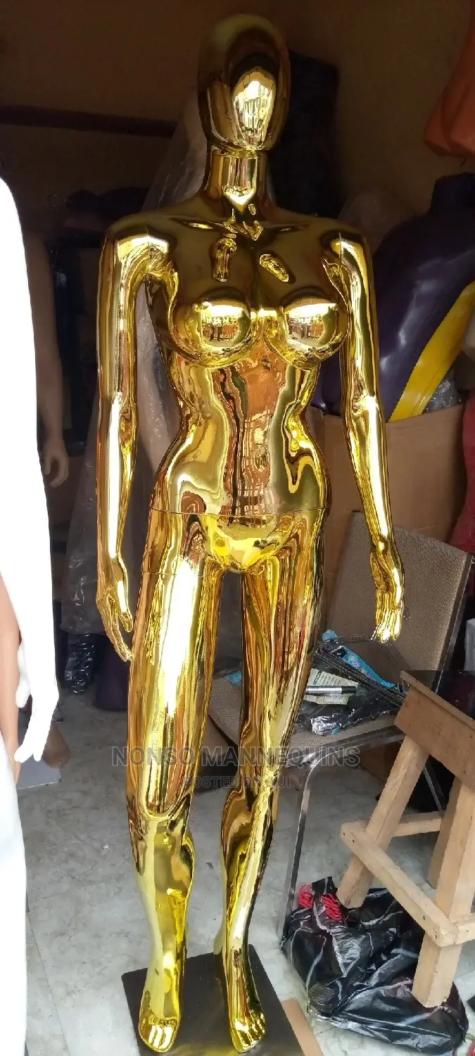 New Big Breast Gold Chrome Female Mannequin