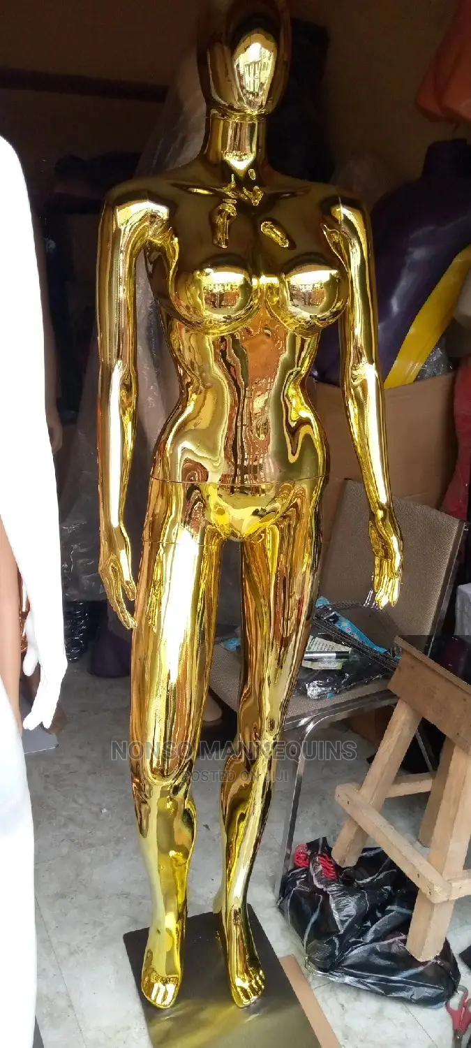 New Big Breast Gold Chrome Female Mannequin