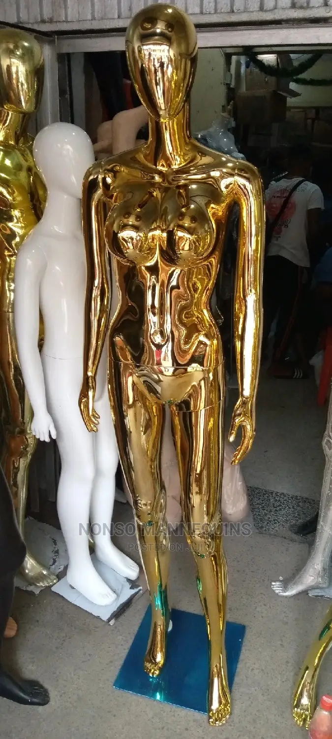 Gold Chrome Female Busty Mannequins