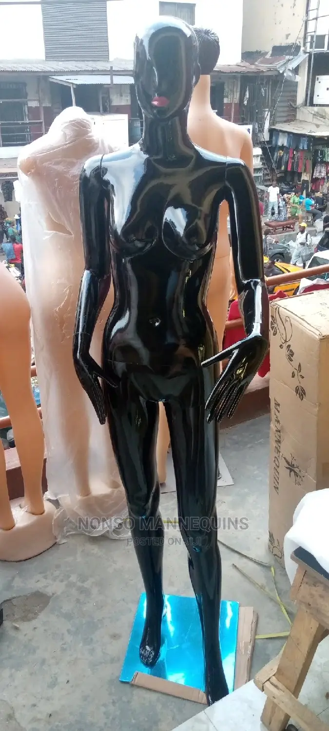 New Glossy Black Female Mannequin With Red Lips