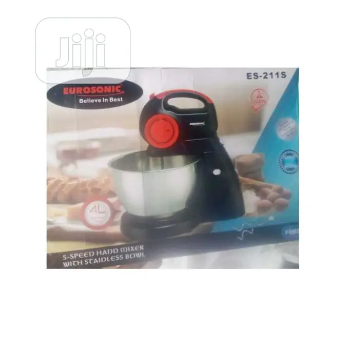 Eurosonic Hand Mixer 5 Speed With Rotating Stainless Bowl 4L