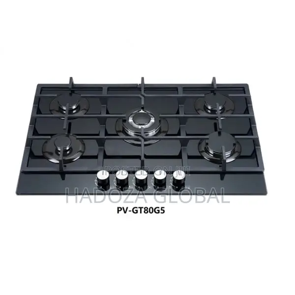 Polystar 5 Burner Built-in Gas Hob Glass Cooktop