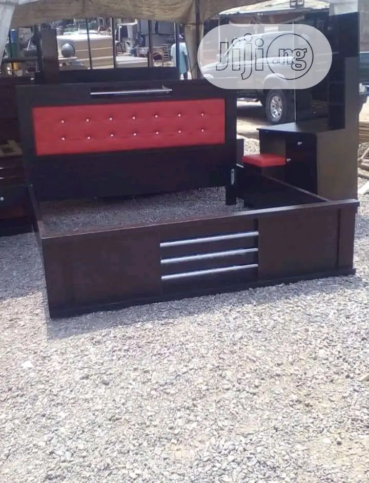 6 X 6 Bed Frame With Leather Board and Dressing Mirror