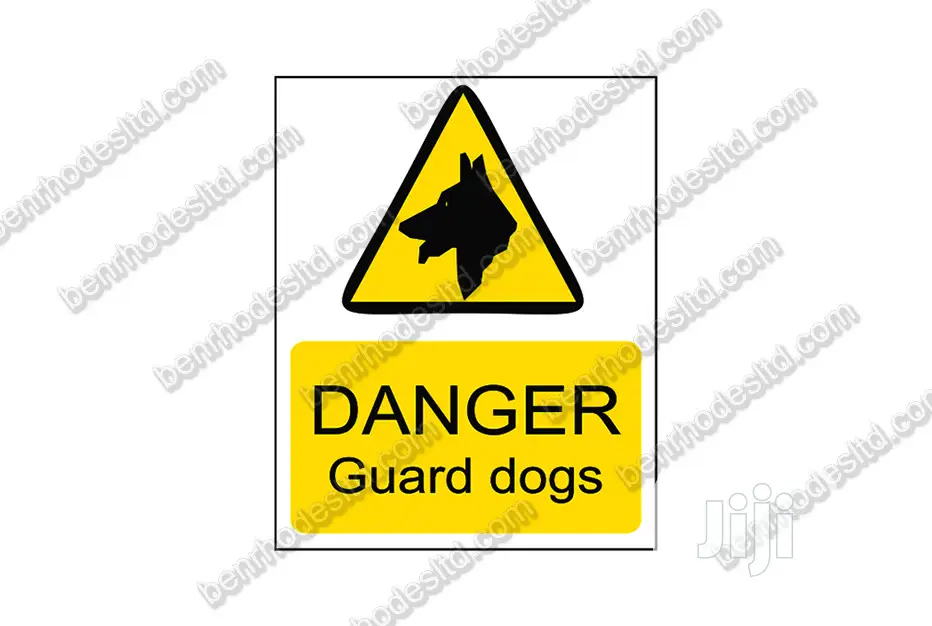 Hazard Dog Guards Sign (Benrhodesltd.Com)