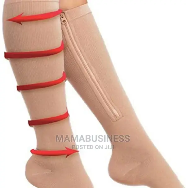 Zip Sox Zip-Up Compression Socks L/Xl - Beige