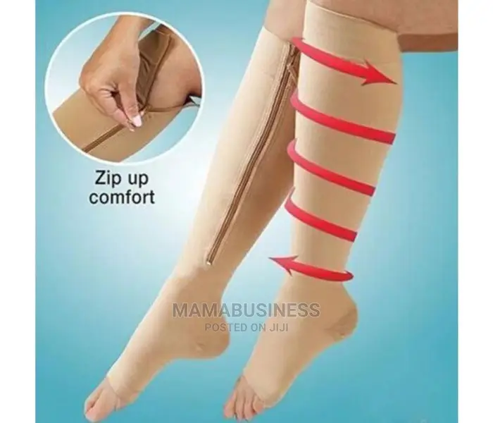 Zip Sox Zip-Up Compression Socks L/Xl - Beige