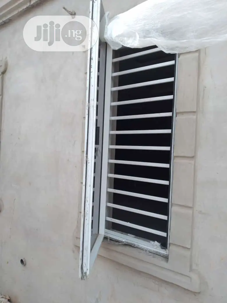 Frameless Window With Burglary and Net