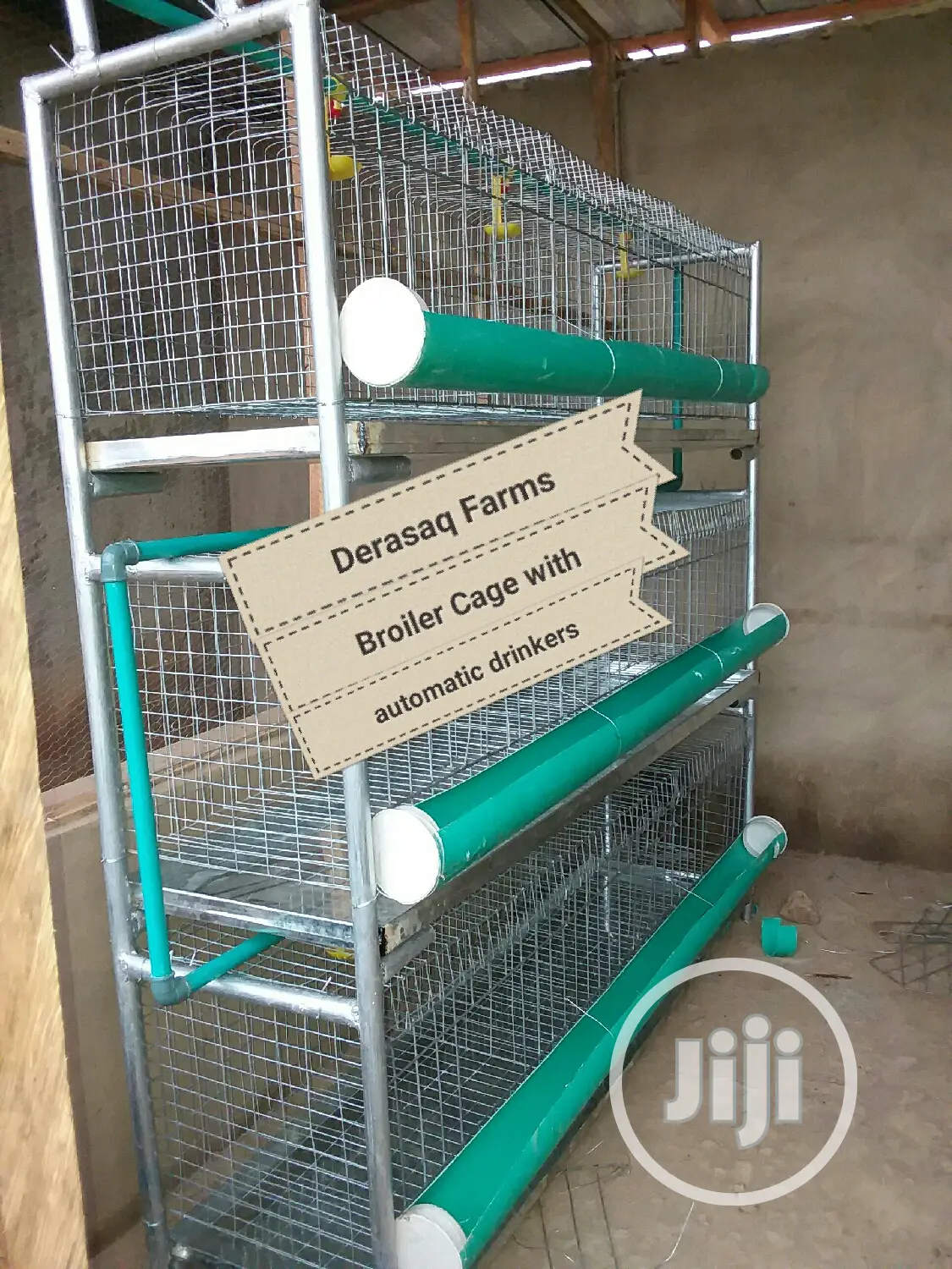 Broiler Cage With Tray and Automatic Drinkers