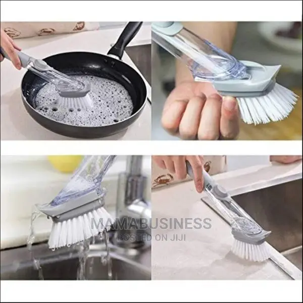 Kitchen Usable Long Handle Sponge With White Wok Brush