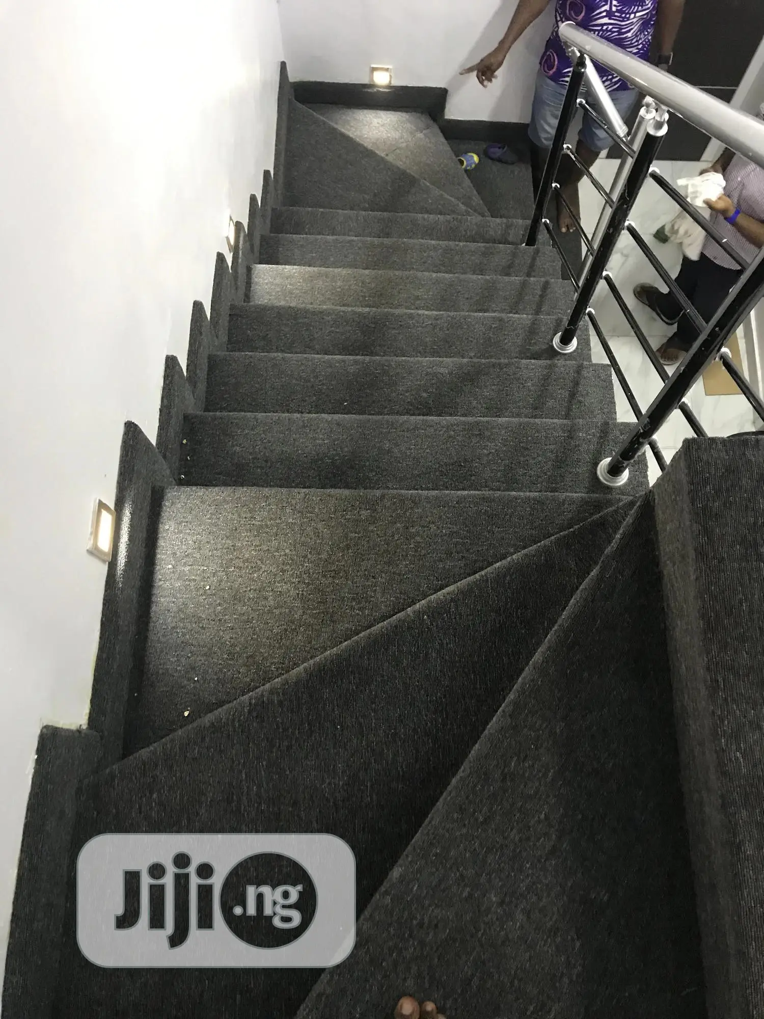 Beautify Your Staircase With Plain Grey Rug(Strictly Indoor)