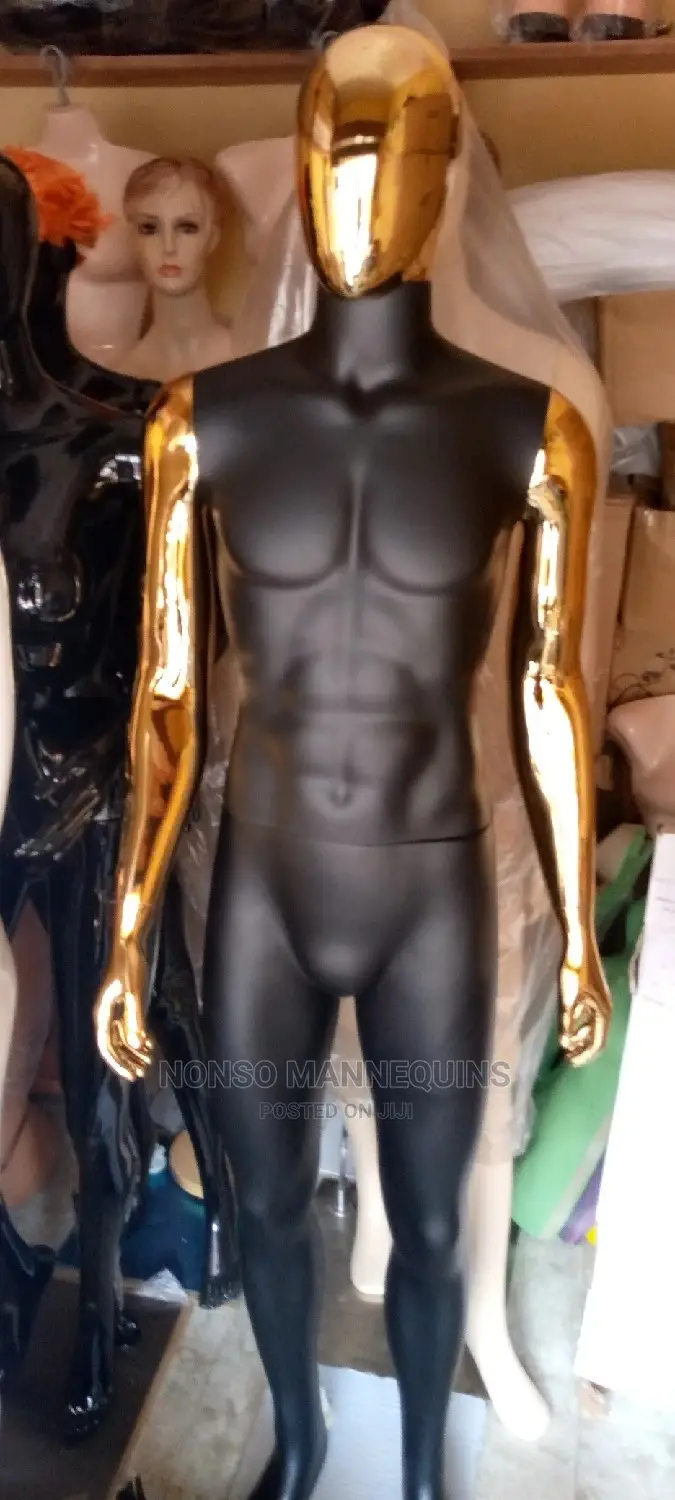 Black And Gold Full Body Male Egg Face Mannequin