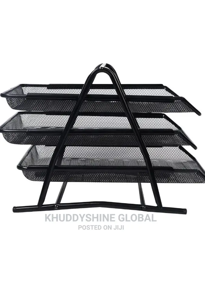 Black Tier Desk Document Letter Tray Organizer Pack Of 3