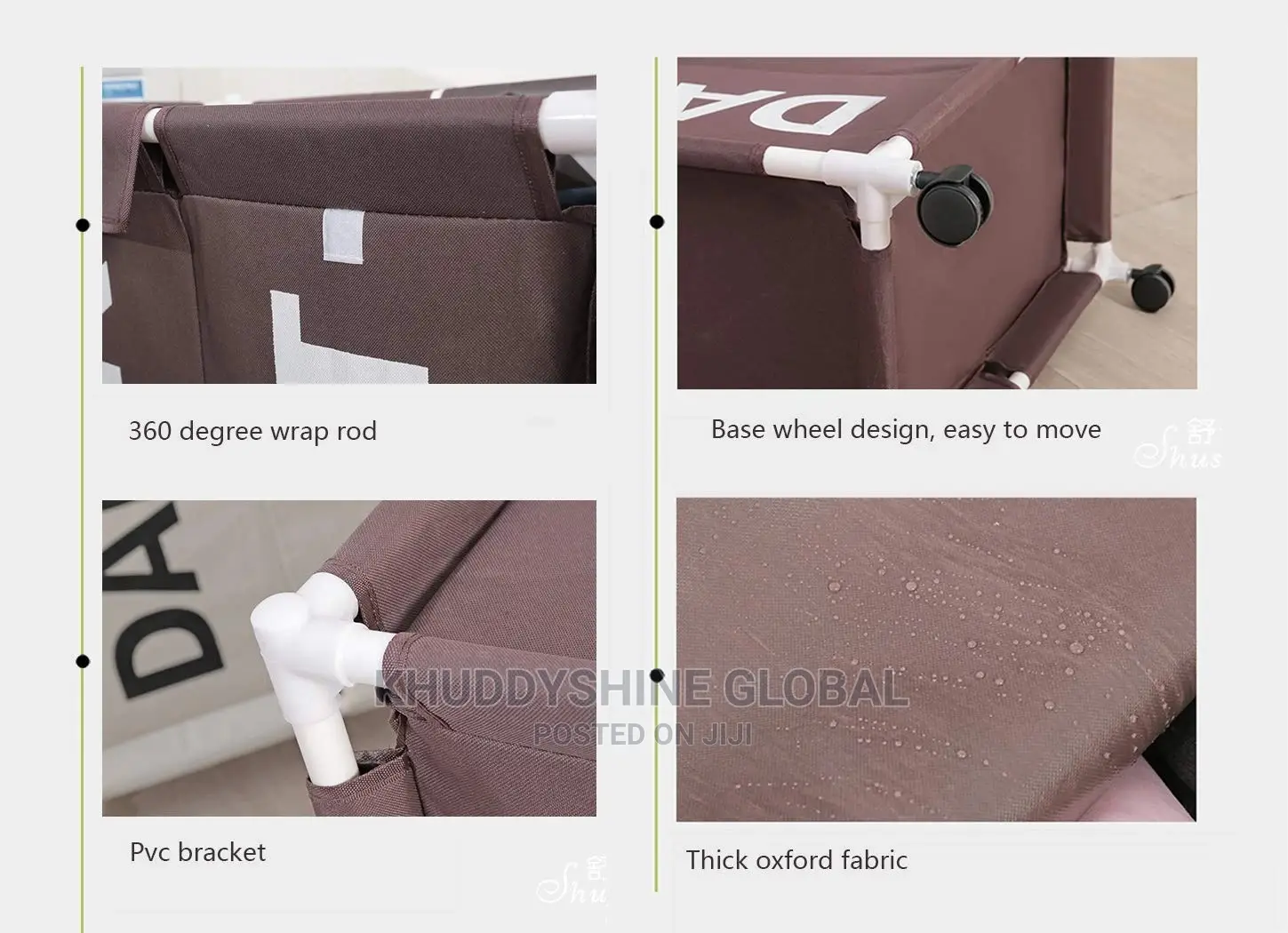 Dark Light Fabric Laundry Basket Bin With Wheels Rectangle