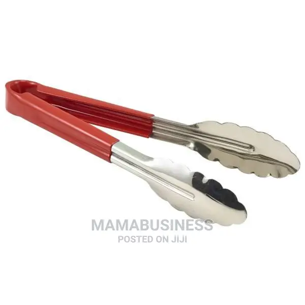 Stainless Steel Kitchen Cooking Picker Tong With Red Grip