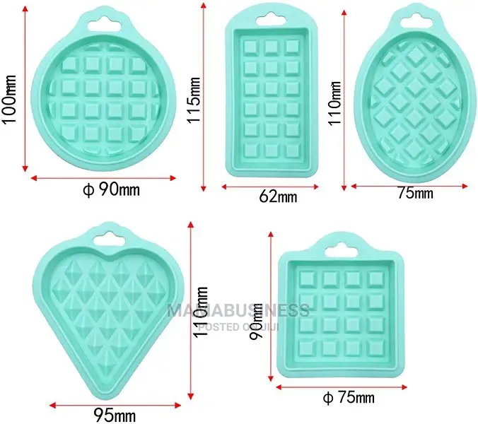 5 PCS Silicone Waffle Muffin Cake Moulds