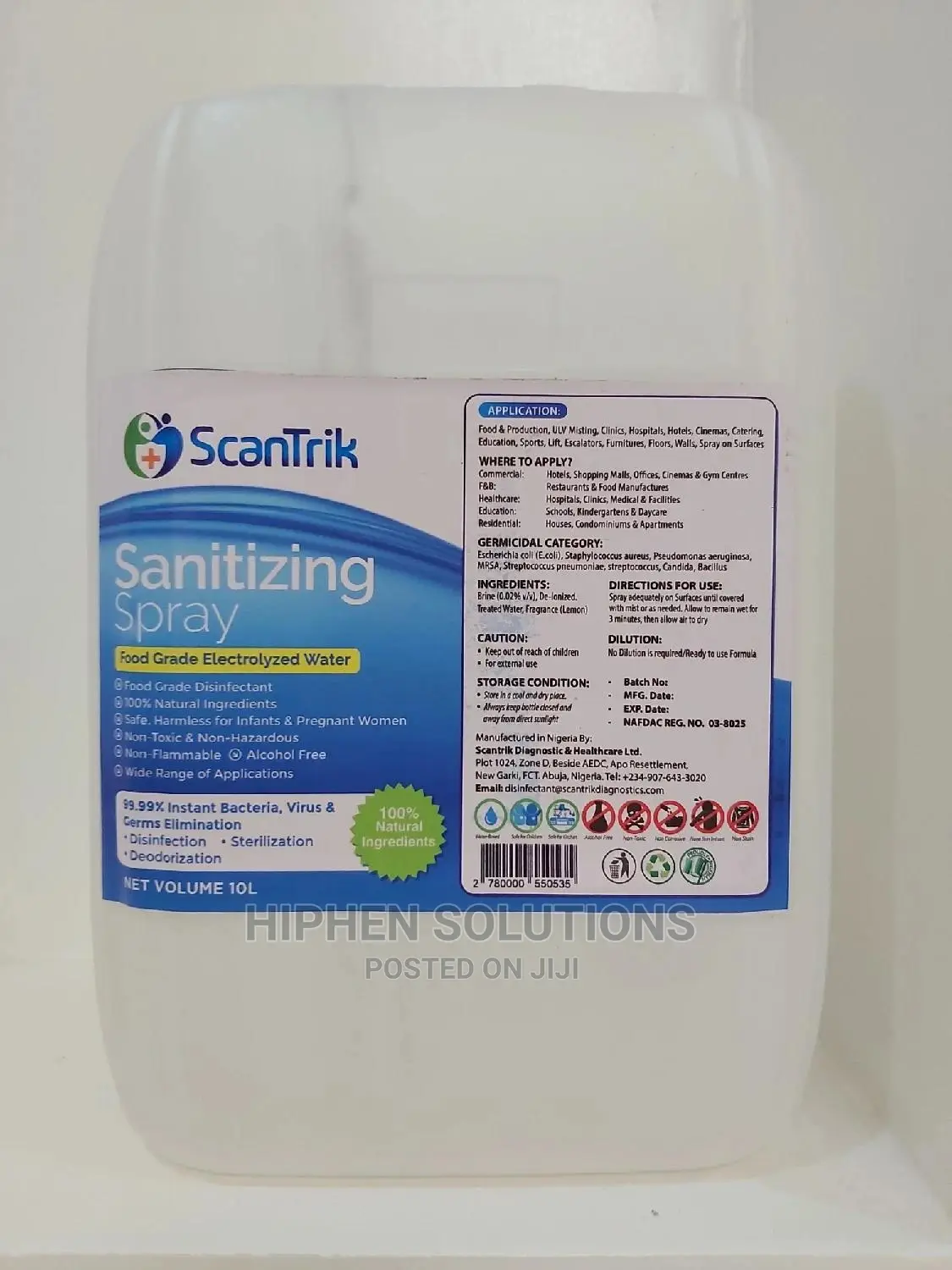 Disinfection Chamber Sanitizing Liquid