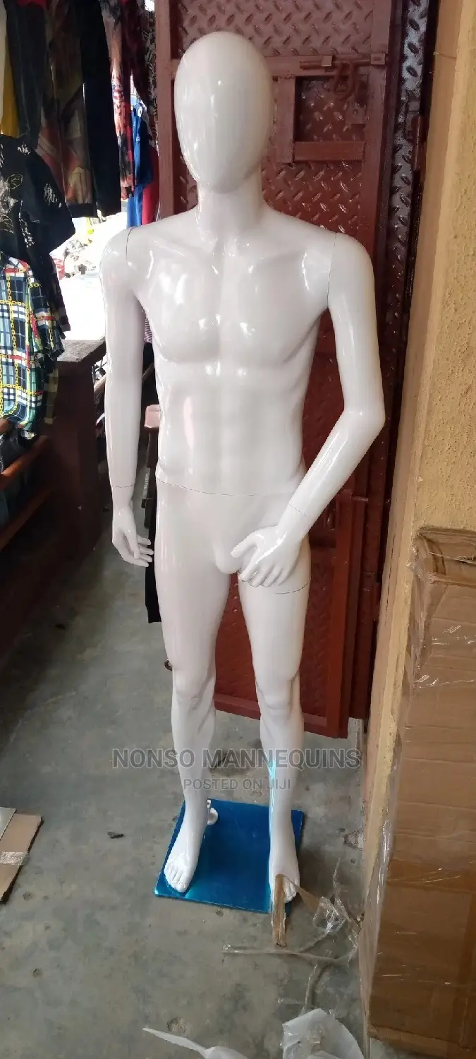 Glossy White Full Body Male Mannequins With Egg Face