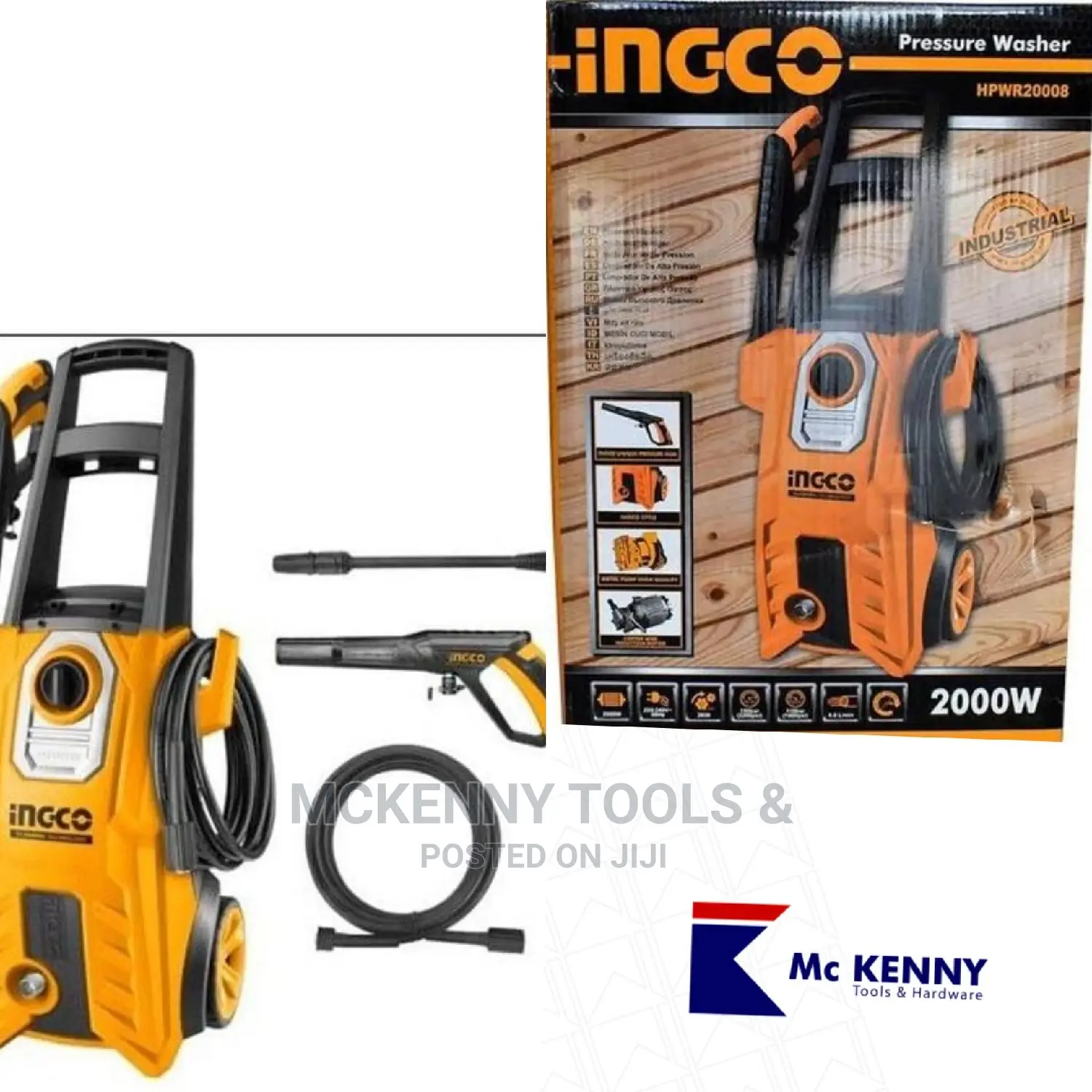 Ingco High Pressure Washer- 2000w- 150bar- 2200psi