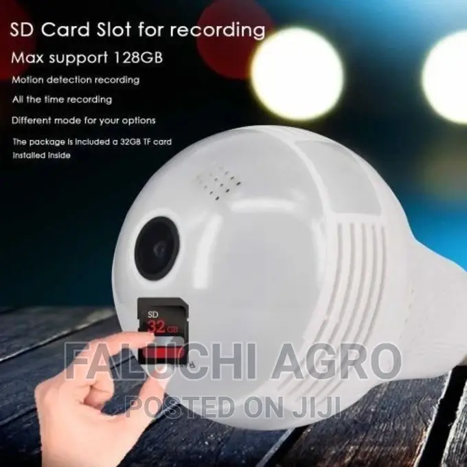 Wifi Security Camera Bulb--1080ip 360°+ Free 32GB Memory Car
