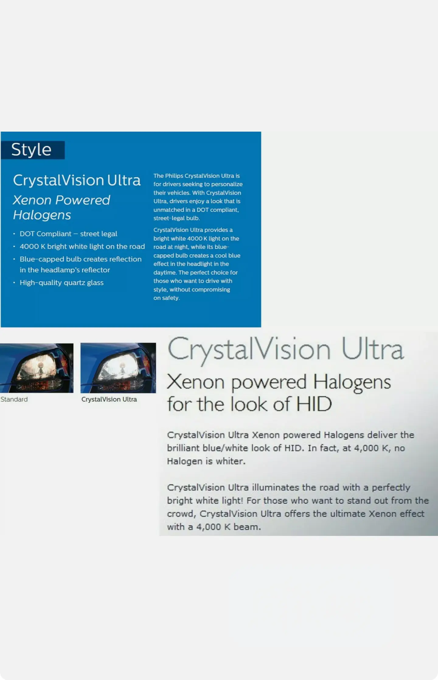 Philips H11 Crystalvision Ultra Bright White Headlights
