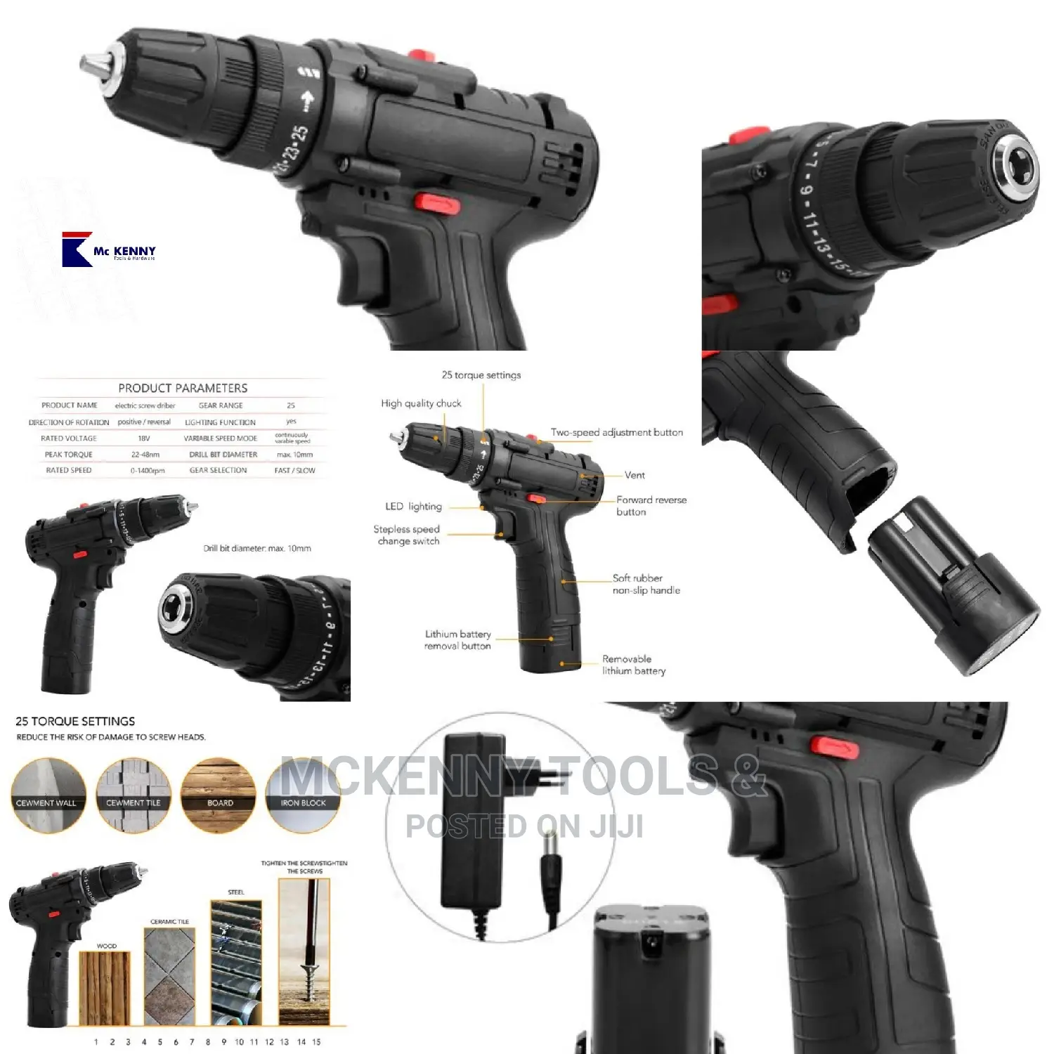 18V Multifunctional Electric Impact Cordless Drill High