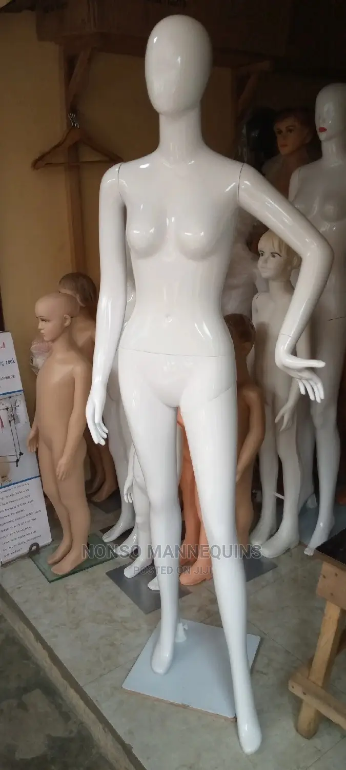 One Hand Bent Full Body Glossy White Female Mannequins