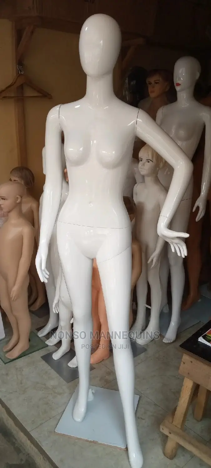 One Hand Bent Full Body Glossy White Female Mannequins