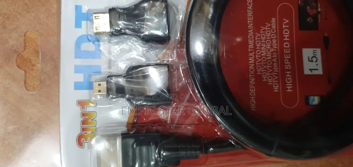 3 in 1 1.5M High Speed HDTV or HDMI Cable-Black