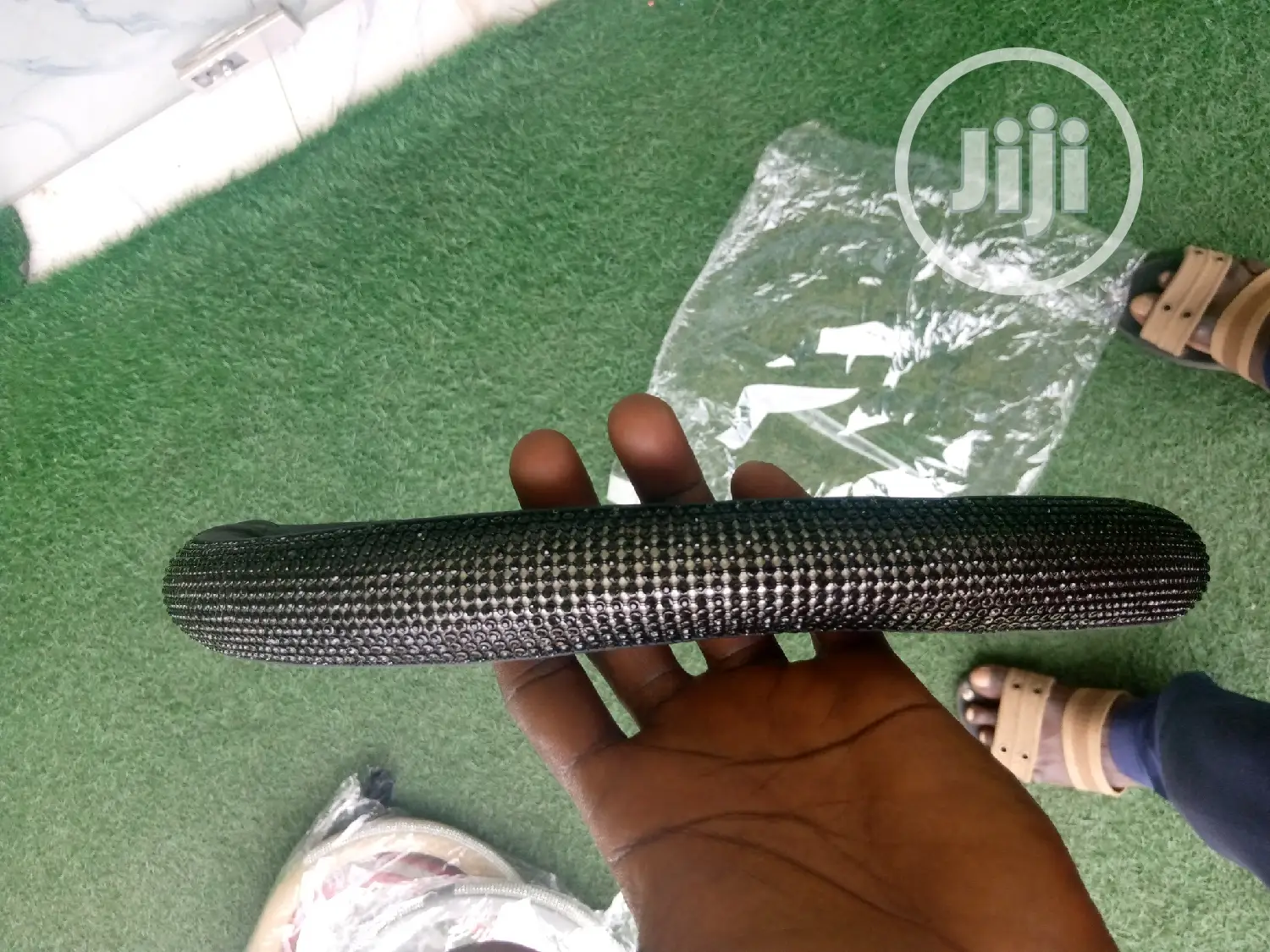 Rhinestone Steering Wheel Cover Black.