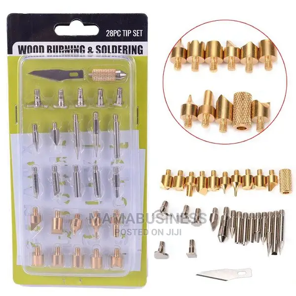28pc Wood Burning Wood Working and Assorted Soldering Tips