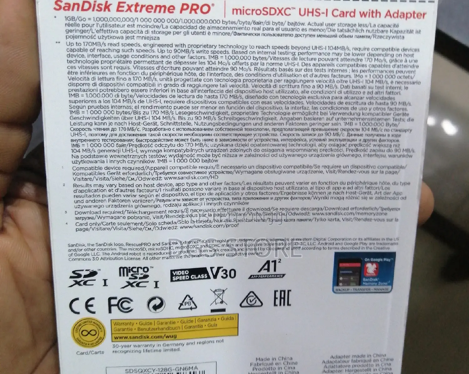 Sandisk Extreme 128gb 160mb/S 4k Memory Card
