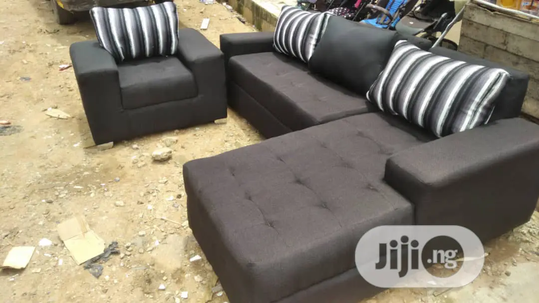 Brown L- Shaped Sofa for Sale