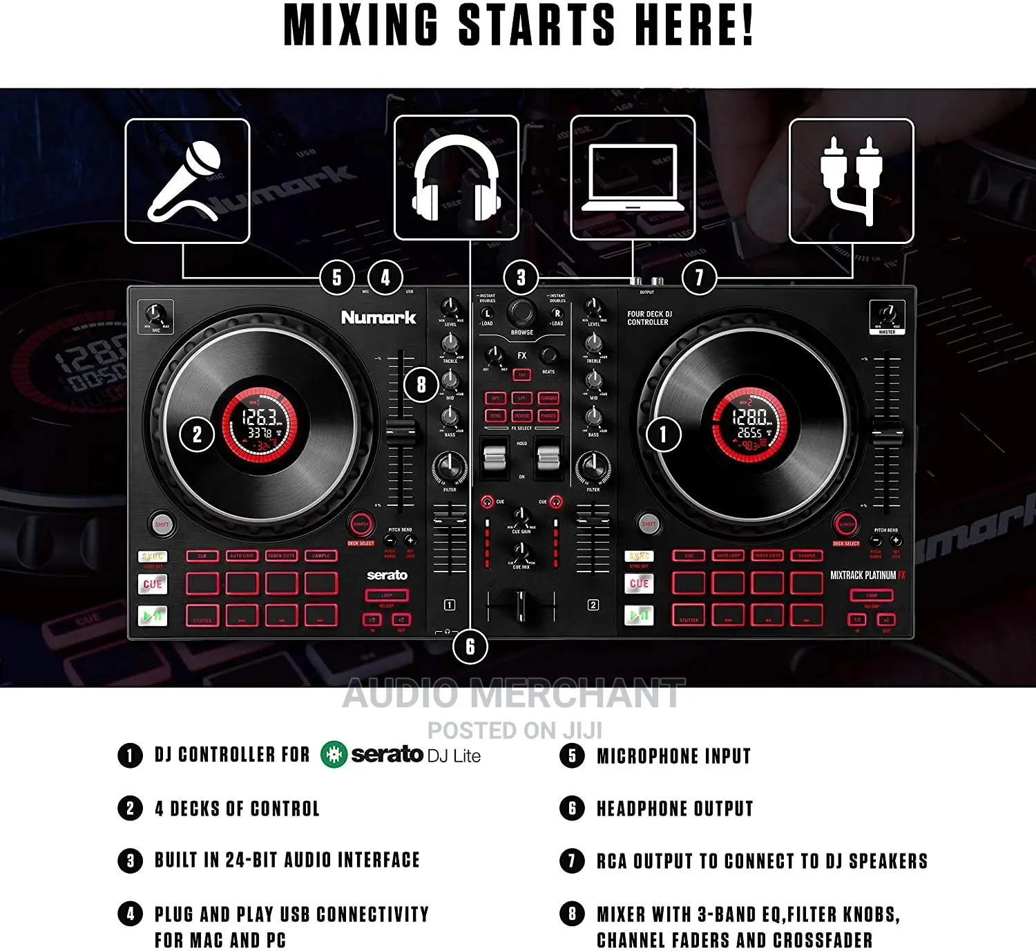 Numark Mixtrack Platinum FX – DJ Controller for Serato DJ
