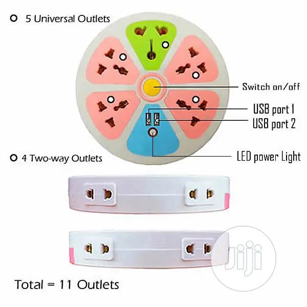 Eco-Plug 9 Port Extension Power Converter + 2 Usb Ports