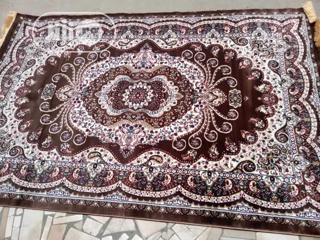 Coffee Brown Background Arabian Center Rugs 5/7