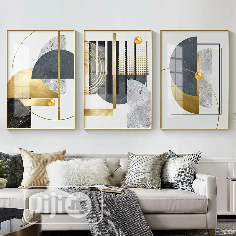 Stitching Canvas Print Gold Art With Frame