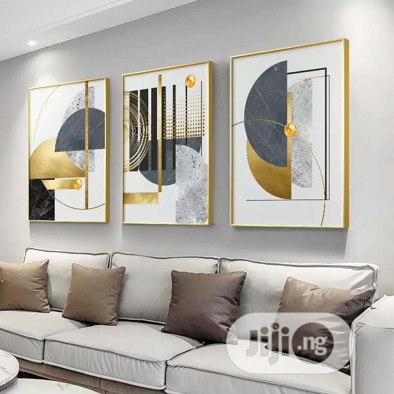 Stitching Canvas Print Gold Art With Frame