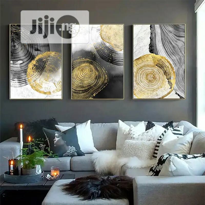 Black Ink Annual Ring Abstract Artwork
