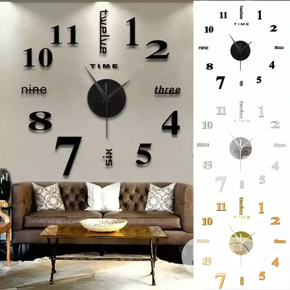 Frameless Diy Wall Mute Clock 3d Mirror Surface