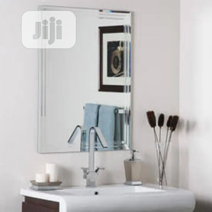 Plain Square Mirror Toilet and Bathroom