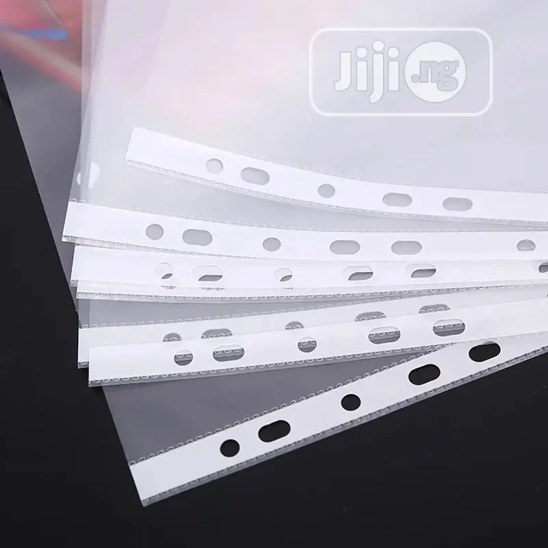 100pcs A4 Clear Plastic Punched Pockets Folders Filing