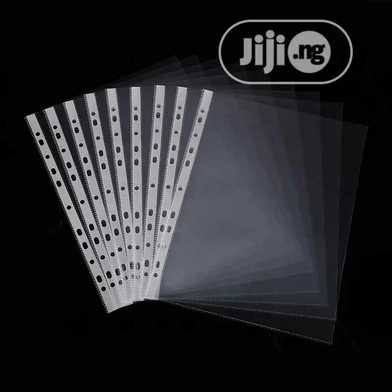 100pcs A4 Clear Plastic Punched Pockets Folders Filing