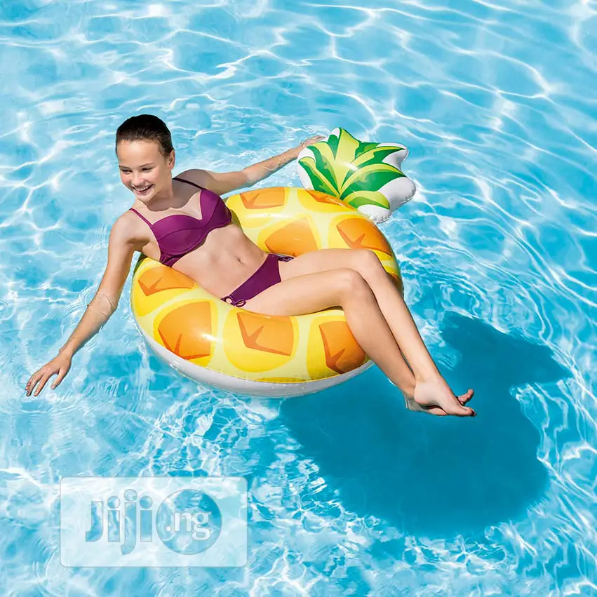 INTEX Float Ring Pineapple Tube 117 × 86cm With Pump