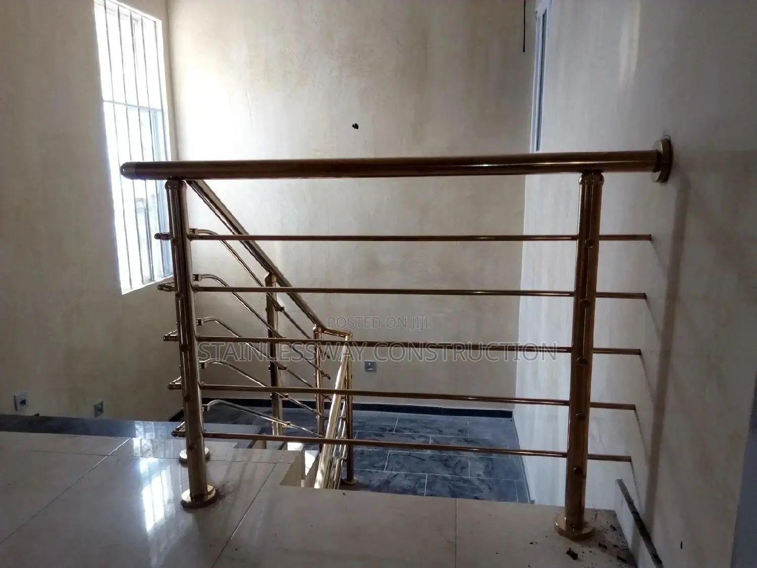Stainless Handrail Gold Pipe Staircase/Balcony