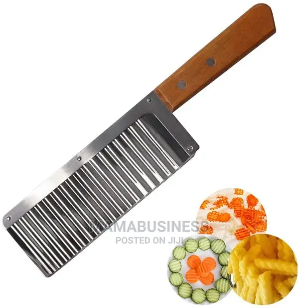 Stainless Steel Wavy Cutter Slicer With Wooden Handle