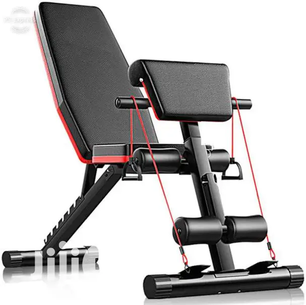 Adjustable Exercise Bench With Rope and Curl Pad