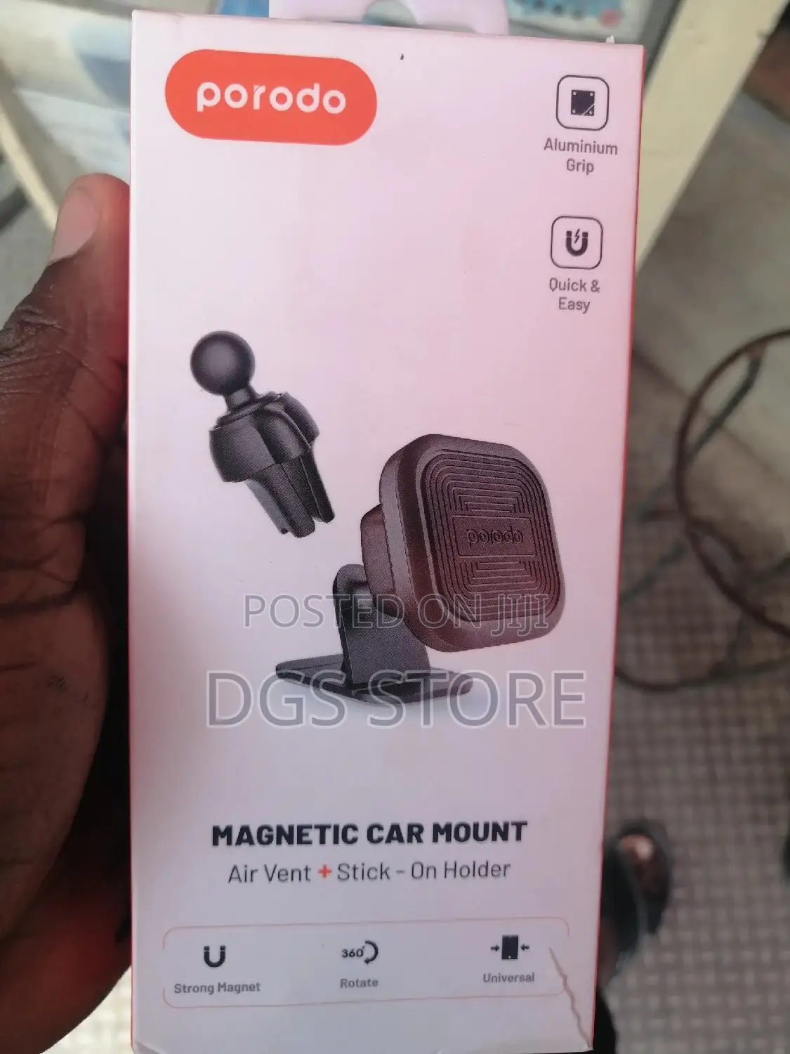 Porodo Magnetic Car Mount Air Vent + Stick on Holder